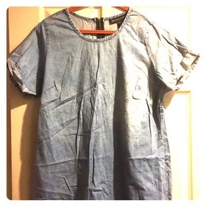 FTF Size 1/1x fitted bleached denim mini dress